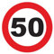 Autocollant Sticker Limitation de Vitesse Autocars Cercle Rouge - Tracteur Poids Lourds Disque limitation Vitesse Camion 50 KM/H adhésif - 15 cm Diamètre