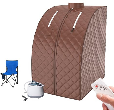 GERRIT Tenda Sauna, Sauna Portatile, Sauna a Vapore per Casa con Vaporizzatore da 2,6 Litri, Sedia Pieghevole, Telecomando, 9 Livelli
