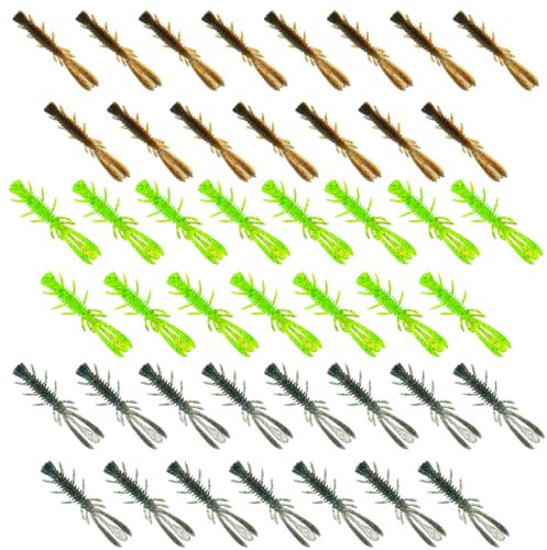 Weichplastik Simulation Garnelen Köder, 45 Stuck Weiches Bionischer Angelköder, 6 cm/2,3 Zoll Längen, Pippi -Garnelenform Gummiköder Kunstköder zum Angeln im Freien