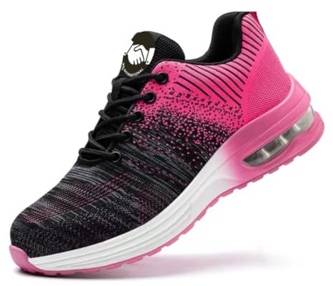 Stai al Sicuro Stivali da Lavoro con Punta in Acciaio per Uomo e Donna | Scarpe Antinfortunistiche Resistenti e comode Colore Rosa 40