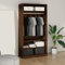 PIXZSSI Kleiderschrank Schlafzimmer Holz Mehrzweckschrank Reichlich Stauraum Funktionale Schrank mit 3 Kleine Fächer und 1 Großes Fach mit Kleiderstange Braun Eichen-Optik 100x50x200 cm