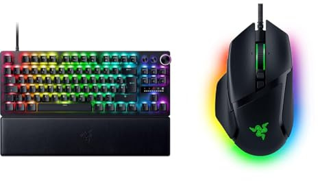 Razer Huntsman V3 Pro Tenkeyless - Analoge optische E-Sport-Tastatur & Basilisk V3 - Kabelgebundene, anpassbare Gaming Maus mit Chroma RGB für PC/Mac