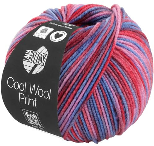 LANA GROSSA Cool Wool Print | Extrafeine Merinowolle waschmaschinenfest und filzfrei | Handstrickgarn aus 100% Schurwolle (Merino extrafein) | 50g Wolle zum Stricken & Häkeln | 160m Garn FB 836