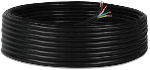 Yuanjoy 5 Adriges Schwarzes 10 Meter Kfz Kabel, 0,5 mm² Mehradrige Anhängerkabel, 12V 24V 48V Fahrzeugkabel, für Campingkabel, Wohnwagen, LKW, Industrie