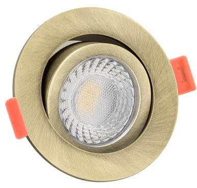 luxvenum LED Einbaustrahler 230V 7W - 1x dimmbare LED Deckenleuchte extra flach nur 25mm, 60° Abstrahlwinkel, 90 CRI Farbwiedergabe, Deckenspots für Flur, Wohnzimmer, Küche, Farbe Bronze, 2700K