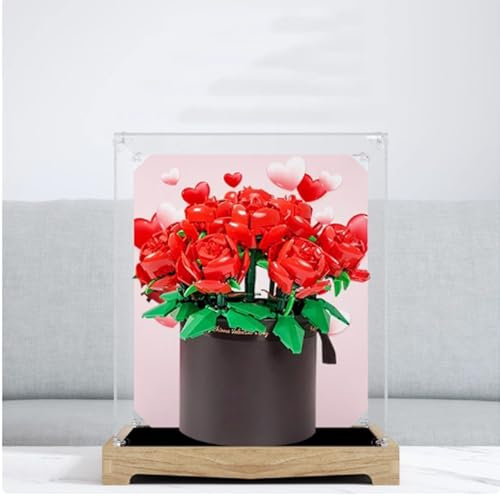 Présentoir en acrylique transparent pour Lego 40460 Rose Boîte cadeau Boîte transparente Boîte de rangement Boîte de présentation Compatible avec le modèle 40460 (boîte de présentation uniquement)