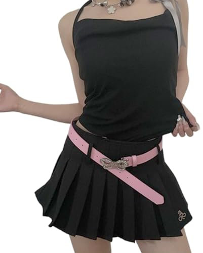 LAOYEFACAI Cintura Donna Elegante Sottile Cintura In Pelle Regolabile Cintura Vita Alta con Fibbia in Metallo Cintura Donna Rosa