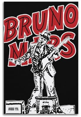 WELLLIM Bruno Mars Poster, ästhetisches Leinwand-Poster, Zimmer, Vintage-Poster, Wandkunst, Dekoration für Wohnzimmer, Schlafzimmer, 30 x 45 cm, ungerahmter Stil