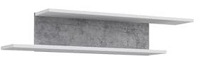 möbelando Wandboard >Canmore< in Betonoptik Lichtgrau/Weiß Glanz bietet Zwei Ablageflächen und überzeugt durch modernes Design, stabile Spanplatte und einfache Montage, 111,2x21,2x21cm (B/H/T)