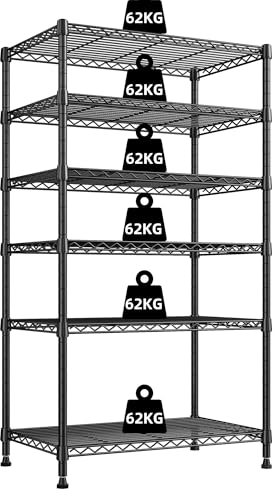 6-Shelf Shelving Unit for Storage, 365KG Loads 179 CM Tall Metal Wire Shelving Units Storage Shelves, Heavy Duty Rack Wire Pantry Garage Shelves Adjustable Shelf Units