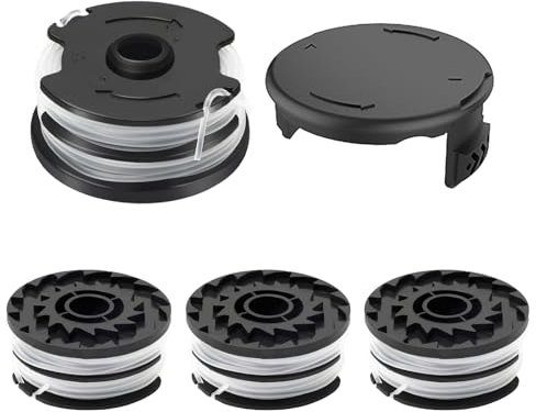 CHIHOLEN 4 Bobine Filo Tagliabordi Compatibili con Parkside TLP-01,Bobina di ricambio per Parkside PRTA 20-Li A1/B1/B2/C3,PRT 300 A1,PRT 550 A1/A3,Ø1,6mm-8,3m,con copertura bobina TLP-01-1