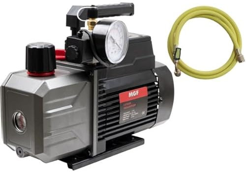 GASFRIGO® - Pompa vuoto bistadio 85 lt/min per condizionatore Olio incluso + Frusta 1/4x5/16