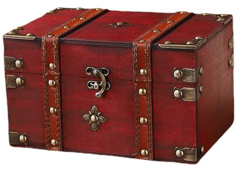 TEMOOUES Abschließbare Vintage-Schmuckschatulle aus Holz, Antik-Finish, handgefertigt, Organizer für Schlafzimmer und Wohnzimmer