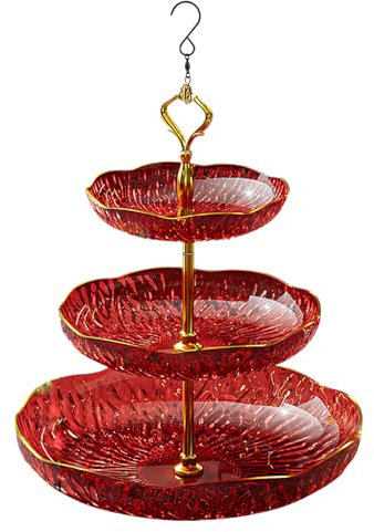 Baignoire pour oiseaux pour l'extérieur, bain d'oiseaux gaignable,Baignoire de jardin décorative à 3 niveaux extérieure Baignoire d'oiseaux | Hook en forme de S de la faune à crochet Assiette d'alimen