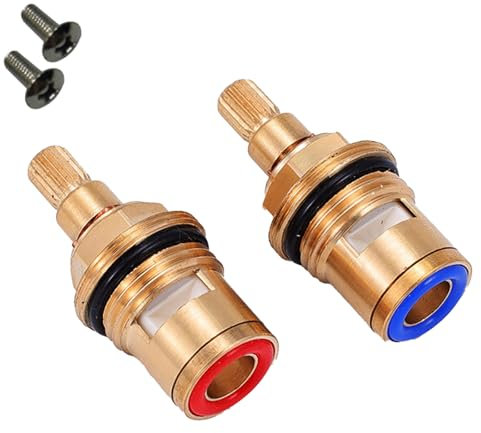 2pcs Mixer Tap Cartridge Replacement Brass Valve Cartridge Kit 1/4 Turn 20 Spline and Tap Glands Seals for Mixer Ceramic Taps Repair in Bathroom Shower Kitchen