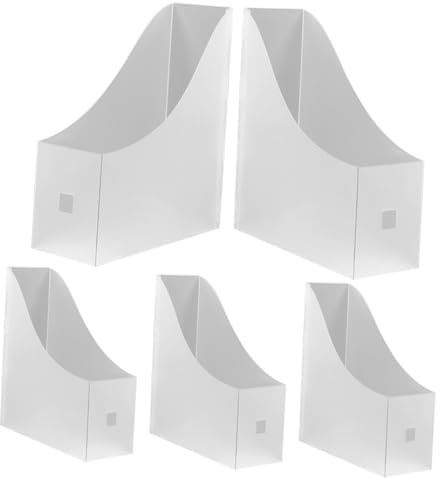 VILLFUL 5 Stück Büro Regal Schreibtisch Organizer aus Robustem Kunststoff Zeitschriftenhalter Vertikale Aktenhalter für Schreibtisch Desktop Aufbewahrung für Dokumente Zeitschriften Bücher