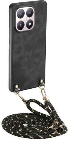 GoodcAcy Handykette kompatibel mit Xiaomi 15T Pro Hülle mit Band, mit Schnur zum Umhängen Kordel Necklace Hülle Schutzhülle,Necklace Handyhülle Case mit Strap Schnur Abnehmbar -Schwarz