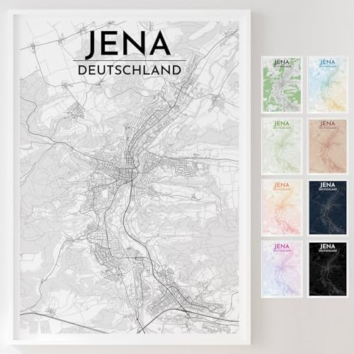Mapdify Jena personalisiertes Stadtposter, dein Lieblingsort als Wandposter, Karte deiner Stadt, personalisiertes Andenken an Jena – Stil: Headline