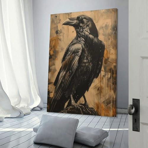 POLIUAWS Ethereal Raven Poster Gemälde Poster Für Büro Klassenzimmer Leinwand Moderne Leinwand Wandkunst 08x12inch(20x30cm)