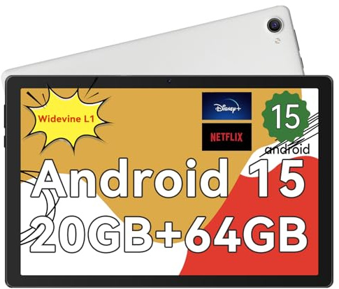 Gleeso Tablet 10 inch Android 15 Octa-Core Processor, Face ID, OTG, 20GB+64GB+1TB Expansion, 1280 * 800 IPS, Support Split-Screen, WiFi 6, BT5.3, Dual Camera 5MP+8MP, 5000mAh, Widevine L1