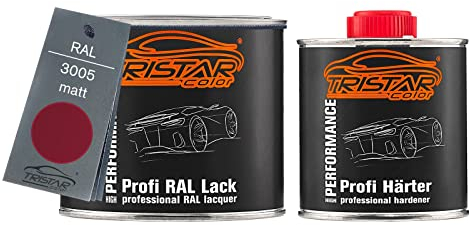 TRISTARcolor RAL 3005 Weinrot matt 2K Autolack 0,75 Liter / 750 ml Dose inkl. Härter