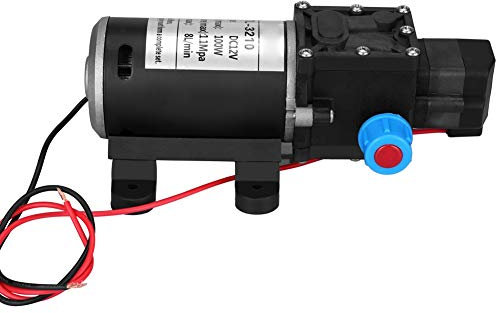 Bomba de Agua Autocebante de Micro Diafragma de Alta Presión Automática, 12V DC 100W 8L / Min 160Psi para Lavado de Autos Limpieza de Barcos Riego de Jardines