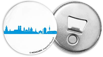 Magnetischer Flaschenöffner München in Blau - Praktischer Bierflaschenöffner - Runder Flaschenöffner für Männer