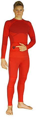 Glovii GXR Heated Thermoactive Underwear Set | Electric Long-Sleeved Shirt & Trousers | Heating Element Made of Carbon Fibers, with Rechargeable Battery & Pocket | Orange, M