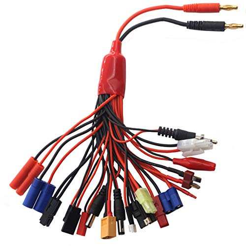 Vgoohobby 19 in 1 RC Lipo Battery Multi Charger Adapter Lead Cable Converter for Traxxas/Tamiya/Mini Tamiya/Ignitor/EC3/EC5/XT60/JR TX/JST/HXT 4mm for RC Car Drone