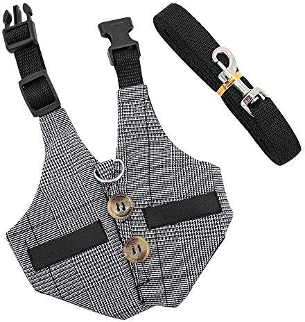 Rabbit Harness, Multipurpose Adjustable Soft Pet Rabbit Walking Harness Leash Lead Gentlemanly Style Bunny Vest for Small Animal (S)