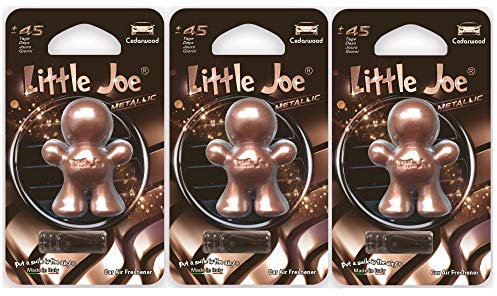 Little Joe - Lot de 3 désodorisants zi - Pour 45 jours d'air frais dans la voiture, le camion, le bureau, l’appartement, l’armoire et autres (Bronze/Cedarwood)