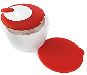 Tupperware Salatschleuder Salat-Karussell 3,8L rot-weiß D226 Salatkarussell MIT SPÜLTUCH 5472