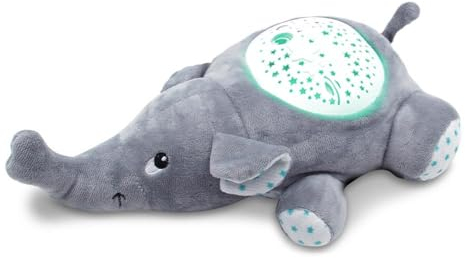 MikaMax Stars Elephant – LED Sternenhimmel, Baby Nachtlicht mit Musik, Plüsch Elefant (30 cm), Sternenprojektor, Einstellbar – Leuchtendes Kawaii Plüschtier, Babyshower Geschenk