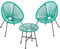 SONGMICS Balkonmöbel, Gartenmöbel-Set, 3er Set, Sitzgruppe, Terrassenmöbel, Tischoberfläche aus Glas, 2 Stühle, Innen- und Außenbereich, für Terrasse, Garten, Balkon, im Freien, türkisblau GGF013C02