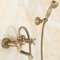 Robinet De Baignoire Avec Douchette À Main Laiton Mitigeur De Baignoire Montage Mural Avec Support Et Flexible 150 Cm, Finition Laiton Antique