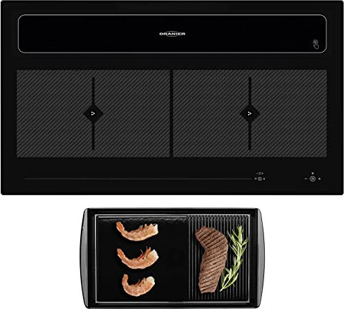 Oranier Flächen-Induktion KFL 2094 be cook - breites Vollflächen-Induktionskochfeld 90 cm mit Abluft Kochfeld-Dunstabzug inkl. emaillierte Grillplatte
