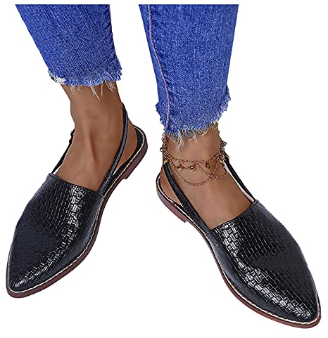 HLIYY Damen Slip On Slingback Pumps Pointed-Toe Flache Schuhe Lässige Freizeitschuhe Geschlossene Flache Ballerinas Elegante Leichte Klassische Bootsschuhe Low Top Slippers für Frauen