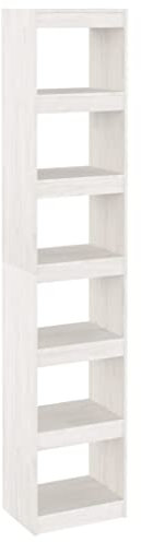 vidaXL Massivholz Kiefer Bücherregal Raumteiler mit 6 Fächern Standregal Aktenregal Raumtrenner Regal Wandregal Büroregal Weiß 40x30x199cm