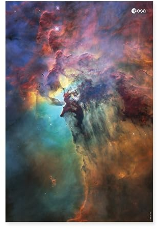 Spreadshirt ESA European Space Agency Hubble Teleskop Lagunennebel Lagoon Nebula Poster 40x60 cm, One size, Weiß