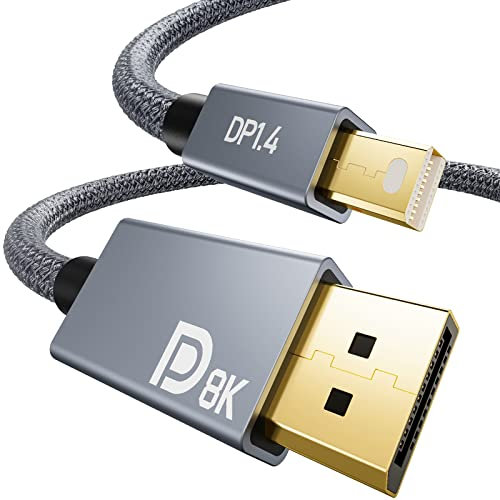 Cable Mini DisplayPort de 8 K a DisplayPort 1.4 [8 K a 60 Hz, 4 K a 144 Hz, 2 K a 240 Hz], YOJOCK bidireccional Thunderbolt 2 a DP 3M, AMD FreeSync, HDR, 3D, G-SYNC para iMac, monitor, gráficos