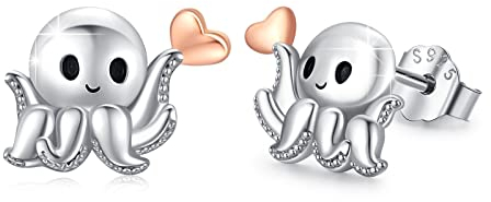 Oktopus Ohrringe 925 Sterling Silber Tier Ohrringe Schmuck Geburtstagsgeschenk für Mädchen Frauen