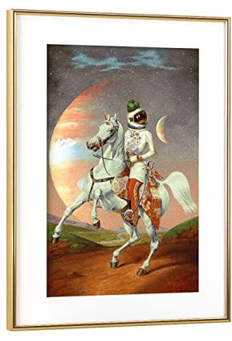 artboxONE Poster mit Rahmen Gold 75x50 cm König der Galaxis von Jonas Loose - gerahmtes Poster