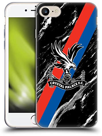 Head Case Designs Officially Licensed Crystal Palace FC Black Marble Crest Gel Case [Military Grade Protection] Compatible with Apple iPhone 7/8 / SE 2020 & 2022 and Compatible with MagSafe