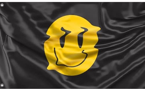 Wrinkle Smiley Face Flagge | Einzigartiger Designdruck | Hergestellt in EU (90 x 150 cm)