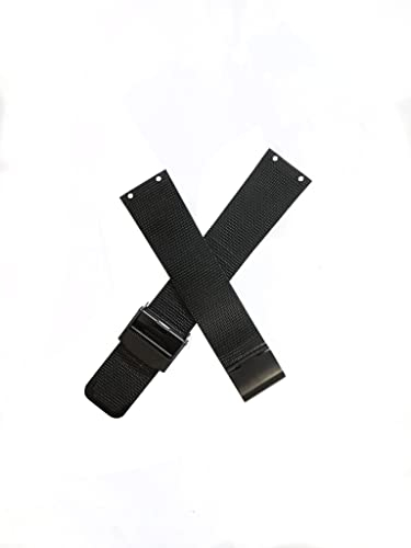 NZZXTO Ersatz-Uhrenarmband für Bering Unisex-Armbanduhr mit Schraube, schmales Armband, 20 mm-18 mm (Lochabstand 12 mm) (20 mm), Schwarz