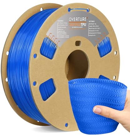 OVERTURE TPU Filament 1.75 mm, Hohe Geschwindigkeit TPU 3D-Drucker Filament, 95A 1kg Spule (2.2 lbs) Super Speedy TPU Filament für High Speed Drucker (Transparent Blau)