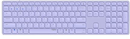 Rapoo E9800M kabellose Tastatur Wireless Keyboard wiederaufladbarer Akku flaches Aluminium Design DE-Layout QWERTZ PC & Mac - lila