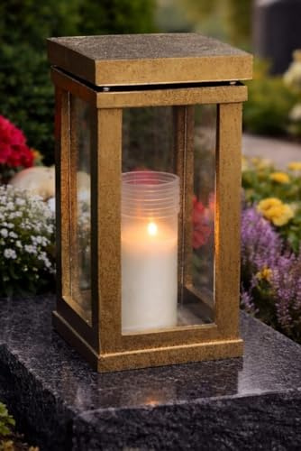 Grablampe Elegance Premium XL Massiv Farbauswahl Bronze Schwarz Grabschmuck Grablaterne Grablicht Grabkerze Grableuchte Lampe Laterne Licht Kerze Trauer Friedhof Grabdekoration