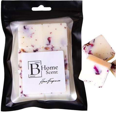 Scented Wax Melts Bag with Crushed Rose Petals - Handmade in UK, Strong Scented Candle Alternative (Pack of 6 x 12g) (Velvet Rose and Oud)