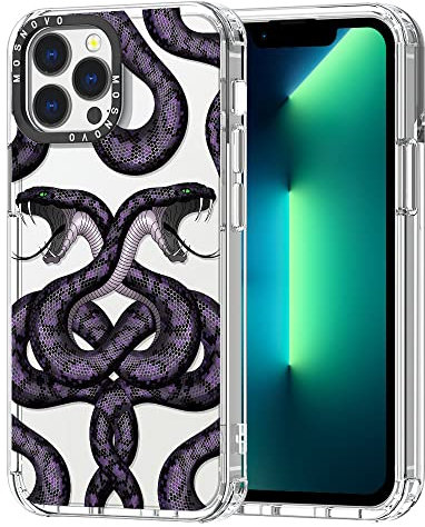 MOSNOVO Case for iPhone 13 Pro Max, [Buffertech 6.6ft Military-Grade Drop Protection] [Anti Peel Off Tech] Clear TPU Bumper Phone Case Cover Design - Mystery Snake